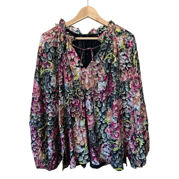 Kobi Halperin August Paisley Print Jacquard Blouse in Fire Multi Size S - Picture 5 of 12